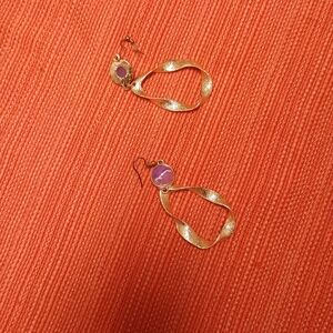 No. 6 Gold and Pink Loop Earrings